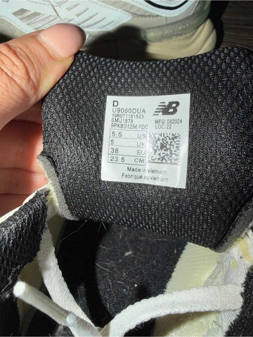 New Balance Cream White and Black Athletic Sneakers